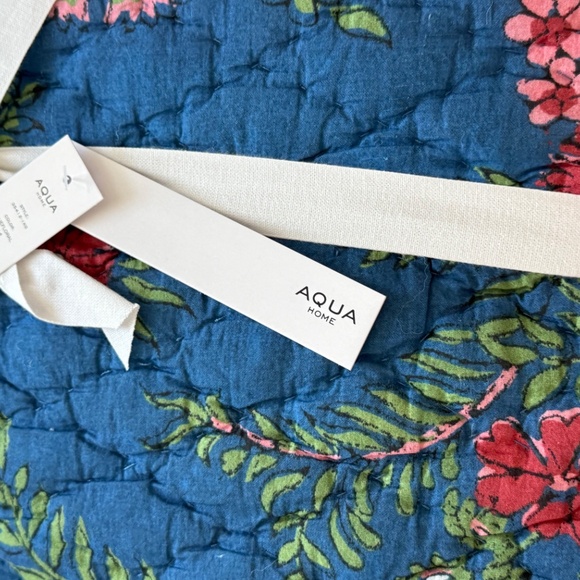 Aqua floral printed reversible king quilt set blue toille floral NEW - Picture 12 of 14